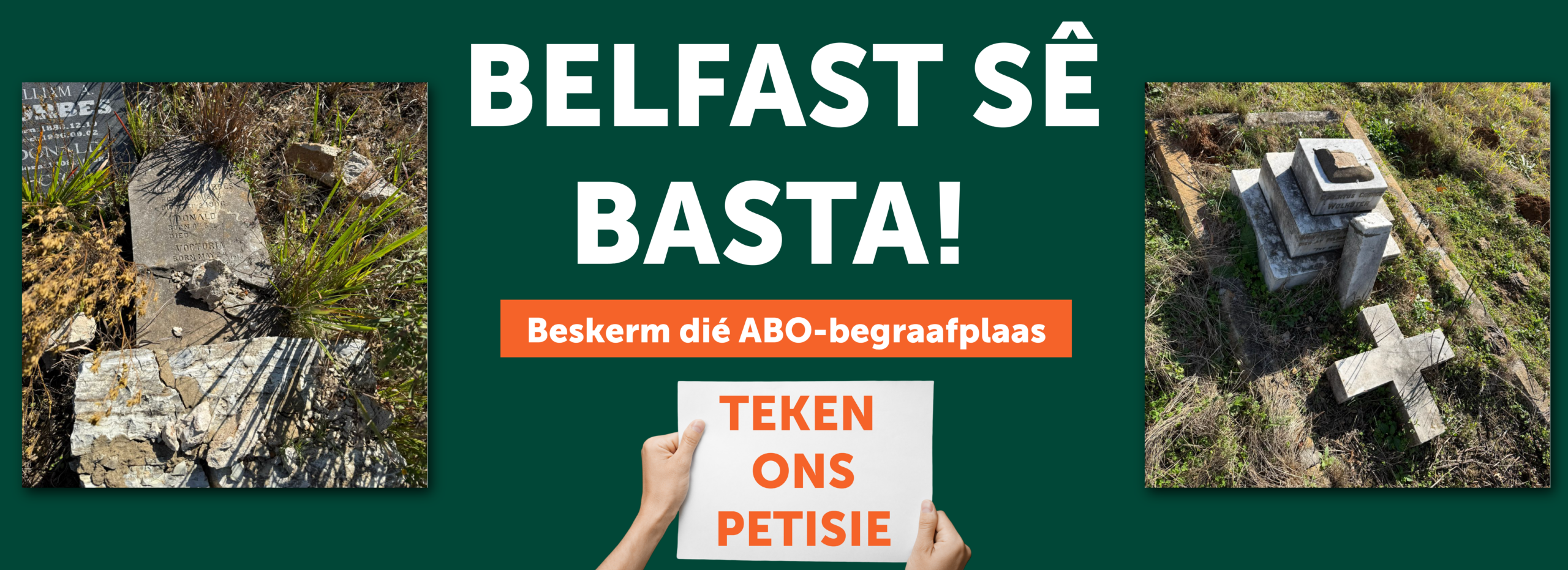 Belfast sê basta! Beskerm ABO-begraafplaas banier